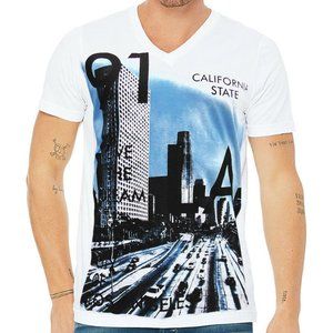 NWT EXCHANGE CALIFORNIA STATE MEN'S WHITE V-NECK SHORT SLEEVE T-SHIRT SIZE M L